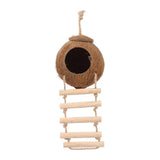 Maxbell Bird Coconut Hide with Ladder Birds Hut Bird Cage for Canary Lovebird Parrot