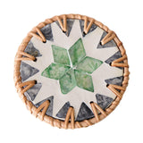 Maxbell Rattan Coaster Boho Placemat Pad for Party Supplies Centerpiece Housewarming Green and Grey