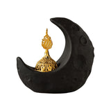 Maxbell Moon Incense Burner Desktop Moon Sculpture for Yoga Office Decor Accessories Black