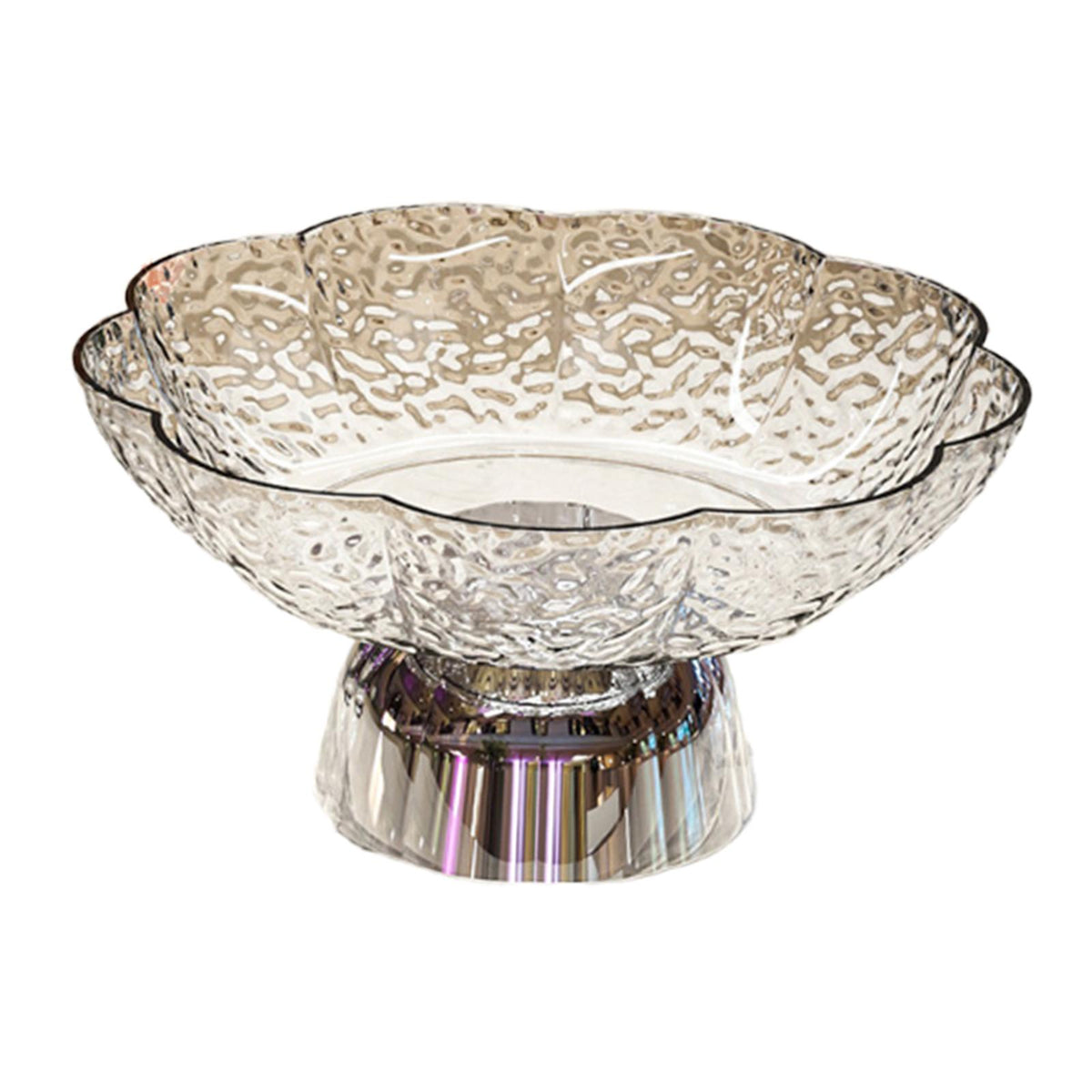 Maxbell Fruit Bowl Footed Tray Dish Decorative Bowl for Wedding Dining Table Dessert Whiite and Silver