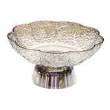 Maxbell Fruit Bowl Footed Tray Dish Decorative Bowl for Wedding Dining Table Dessert Whiite and Silver