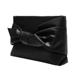 Maxbell Bow Clutch Bag Decoration PU Leather Evening Handbag for Wedding Lady Dating Black