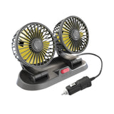 Maxbell Generic Car Cooling Fan Quiet Powerful Double Head for Cart RV Car Dashboard Yellow