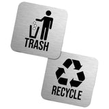 Maxbell 2 Pieces Magnetic Recycle and Trash Sign Kit 14x14cm Garbage Can Logo Symbol