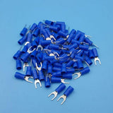 100x Blue Insulated 4.3mm Fork Connector Electrical Terminals Cable Wire