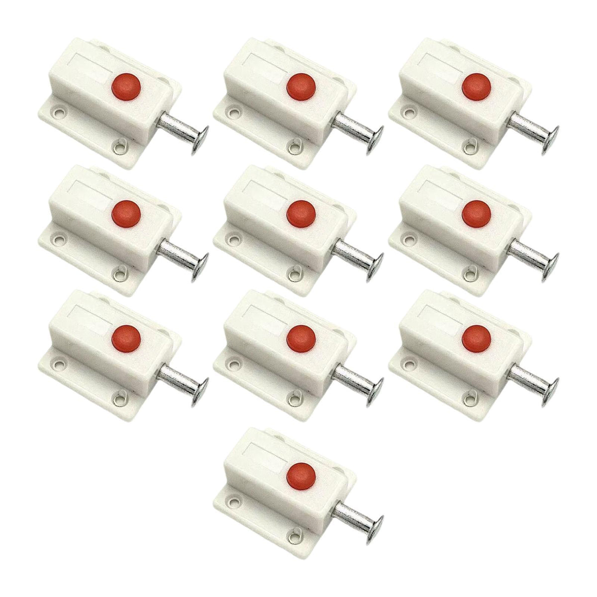 Maxbell 10x Bolt Sliding Lock Cribs Door Button Spring Loaded Automatic Door latches White