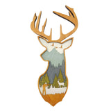 Maxbell Maxbell Wood Sculpture Wall Decor Head Animal Statue Living Room Elk 45x22x2.5cm