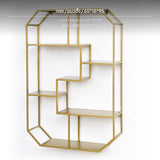 Maxbell Wall Mounted Shelf, Geometric shelf unit, Creative Metal Display Cabinet, Modern Art Hanging Storage Organizer for Living Room Bedroom Kitchen, Multiple Sizes hues Customizable Gold Vertical