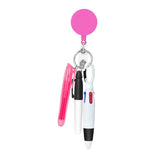 Maxbell Shuttle Pen Office Supplies Gift Compact Nurse Retractable Badge Holder pink