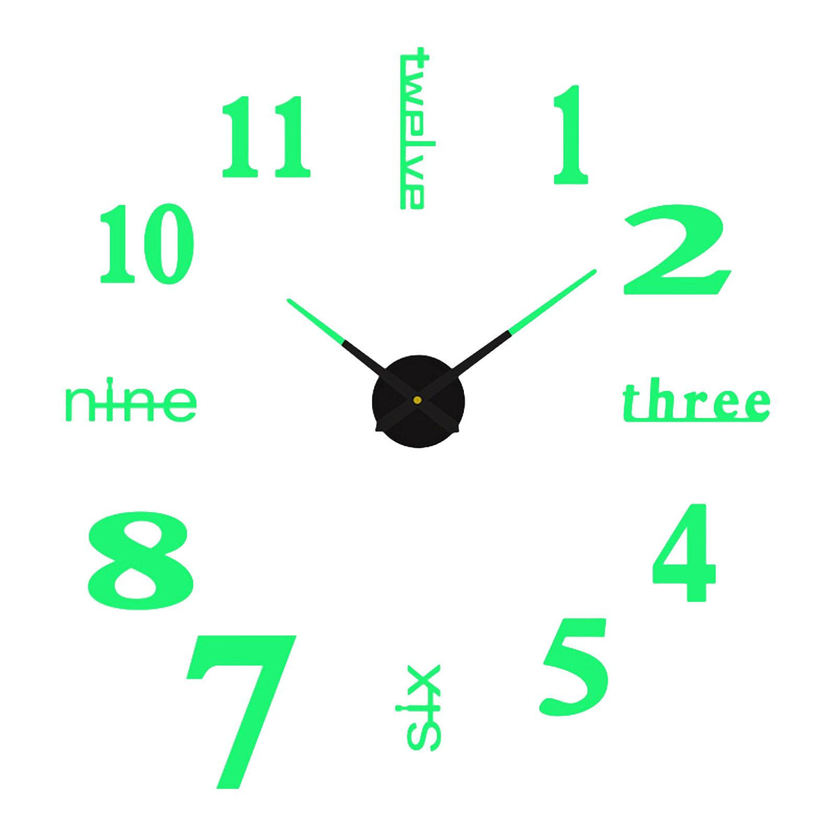 Maxbell Maxbell Modern 3D Luminous Wall Clock Stickers DIY Bathroom Hotels Silent Clock