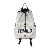 Maxbell Drawstring Backpack Large Capacity Fashion Gym Sack for Gym Outdoor Shopping White