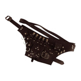 Maxbell Medieval Belt Pouch Steampunk Sturdy PU Leather for Halloween Casual Cosplay Brown