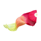 Maxbell Belly Dance Faux Silk Veil Fan Props Wedding Shows Handmade for Dancer Women Right hand red