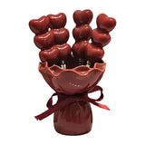 Maxbell Fruit Fork with Holder Ceramic Storage Jar Creative Salad Forks Set for Cake Red Jar