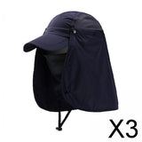 Maxbell 3xOutdoor Hiking Hat with Removable Face Neck Flap Cover Breathable for Garden Dark Blue