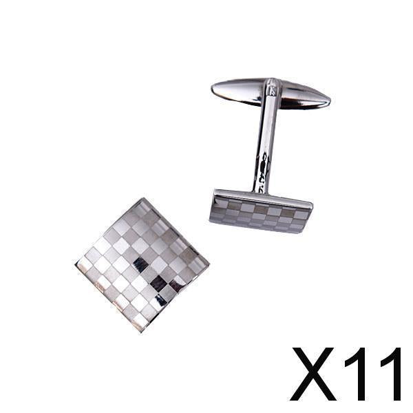 Maxbell 11xMens Silver Square Checkerboard Cufflinks