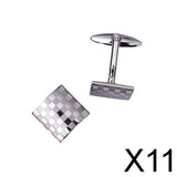Maxbell 11xMens Silver Square Checkerboard Cufflinks
