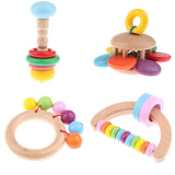 Maxbell Maxbell Wooden Baby Rattle Educational Grasping Rattles Montessori Toys - Pack Of 4