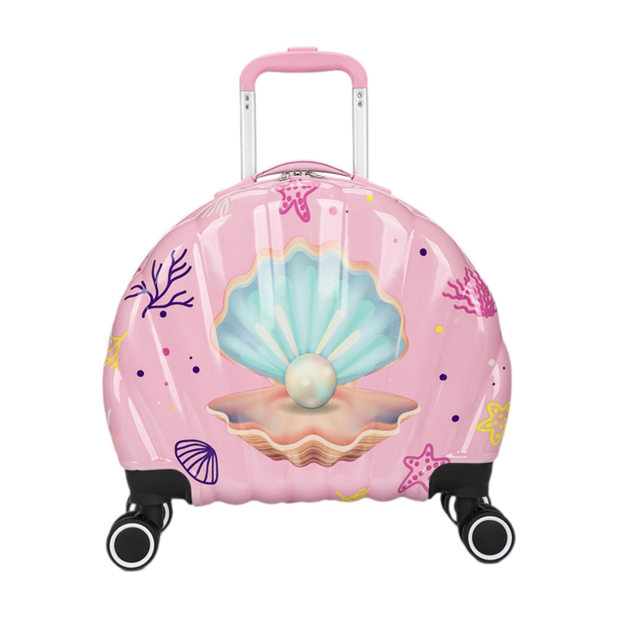 Maxbell Kids Luggage Compact Gift Cartoon Aluminum Handle Sturdy Hard Shell Suitcase Pink