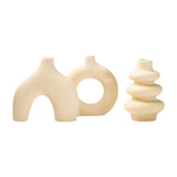 Maxbell 3Pcs Boho Ceramic Decor Vase Modern Flowerpot for Dining Room Bookshelf Home Yellow