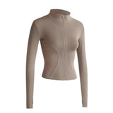 Maxbell Workout Jacket Women Lightweight Yoga Crop Tops Breathable Trendy Activewear 2XL Brown