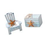 Maxbell Maxbell 2x Beach Nautical Theme Mini Chair and Chest for Living Room Home Countertop Sea Star