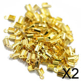 Maxbell 2x100 Pcs Folding Crimps Cord Thong End Connectors 10mm Gold