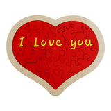 Heart Shape Puzzle for Kids Sensory Learning DIY Wood Puzzle Toys Decor 22cmx18cm Red