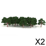 Maxbell 2x25 Pcs Scenery Landscape Train Model Trees Scale 1/300 Dark Green