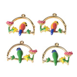 Maxbell 4 Pieces Parrot Style Charms With Flower for Necklace Pendants Earrings Dangles Jewelry Findings Hanging Ornaments, Gifts - Aladdin Shoppers