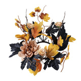 Maxbell Thanksgiving Candle Ring Artificial Maple Leaves Wreath for Dining Room Fall Champagne