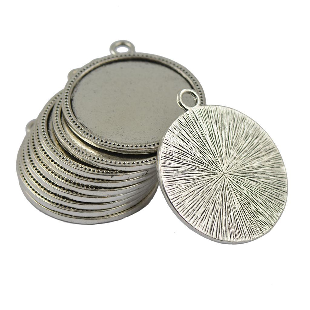 Maxbell Maxbell 10pcs Round Bezel Tray Base for Cabochon Necklace Pendant Tibetan Silver