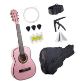 Maxbell 30" Wood Classical Guitar Compact with Gig Bag for Beginner Adults Boys Girls Pink