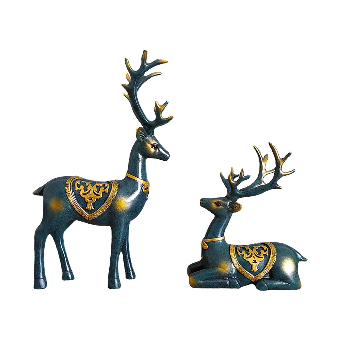 Maxbell Maxbell 2x Nordic Style Deer Statue Reindeer Figurine Art Crafts Elk Sculpture