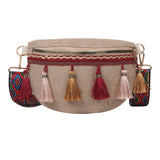 Maxbell 3xBohemian Fanny Pack with Tassels Ethnic Shoulder Bag for Work Birthday Beach Red