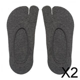 Maxbell 2xWomen 2 Toe Flip Flop Socks Women No Show Toe Socks for Loafer Shoes Sneaker Dark Gray