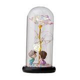 Maxbell Maxbell Artificial Flowers Rose LED Lamp in A Glass Dome Bouquet for Home Decor Pink