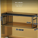 Maxbell 2-Piece Adjustable Mesh Under-Cabinet Shelf, Bathroom Mirror Cabinet Organizer, Expandable Metal Storage Rack with Ventilated Design, ivory, Space-Saving for Cosmetics & Toiletries Black Single Pack