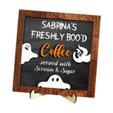 Maxbell Halloween Desk Sign Art Plaque Sign Coffee Bar Decor for Home Office Cabinet Style B