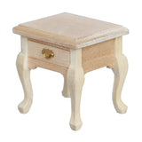 Maxbell 1/12 Dollhouse Wooden Bedroom Bedside Table+Mini Double Bed