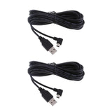 Maxbell 2Pieces 5V 2A Mini USB Charger Cable Left Angled DVR GPS Charging Cable