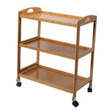 Maxbell Cart with Casters 3 Tiers Wooden Rolling Cart for Dining Room Home Farmhouse