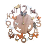 Maxbell Wooden Wall Clock 30cm Friend Gifts Easy Installation Retro Hanging Ornament Butterfly Pattern