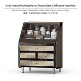 Maxbell Acrylic Cosmetic Organizer with Drawers, Large Capacity Makeup Storage Box, Dustproof Vanity Organizer for Skincare & Lipsticks, Multitier Desktop Storage, Elegant Design for Bedroom, Bathroom, Dressing Table Rattan Black