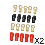 Maxbell 2x5 Pairs 4 AWG Car Audio Power Ground Wire Ring Terminal Connector Brass