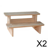 Maxbell 2xWood Display Riser Wood Display Riser Stand for Dessert Figurines Conutertop 2 layer 20cm