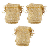 Maxbell 4x100pcs Golden Eyelash Organza Bag Wedding Gift Bag 9x12cm