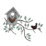 Maxbell Maxbell Metal Birds Wall Decor Birdhouse Wall Art Decoration for Indoor Garden Gray 36cmx28cm