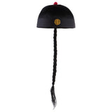 Maxbell 4 Piece Adult Men Black Chinese Oriental Cap with Ponytail Party Costume Hat