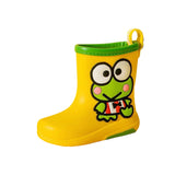 Maxbell Rain Boots Cartoon Pattern Easy on Handle Non Slip Waterproof Shoes for Kids Yellow 16cm